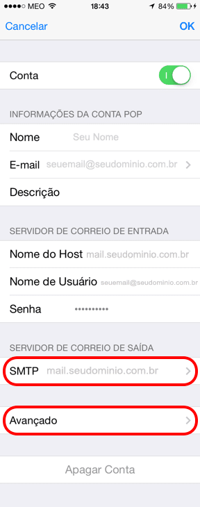 OLV Host Configurando E-mail no Iphone